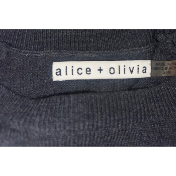 Alice + Olivia "Hello/Goodbye" Sweater XS | Wool Crewneck Preppy Graphic Knit - Picture 5 of 8
